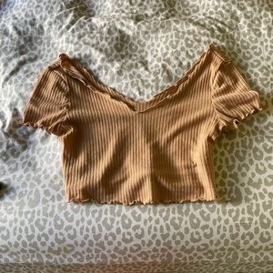 Tan crop shirt
